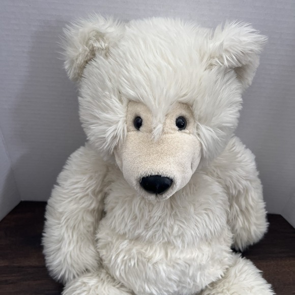 Vintage 1997 Build a Bear Polar Bear Long Fur Faux Leather Nose Pads 20" Plush - Picture 9 of 11